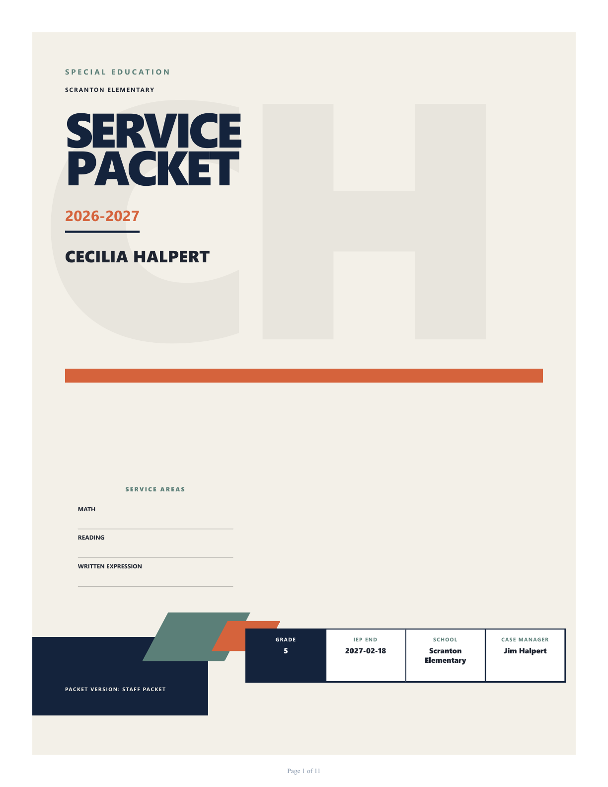 Typographic packet template